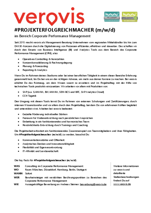 Die vollständige Stellenausschreibung steht Ihnen als pdf-Download zur Verfügung.