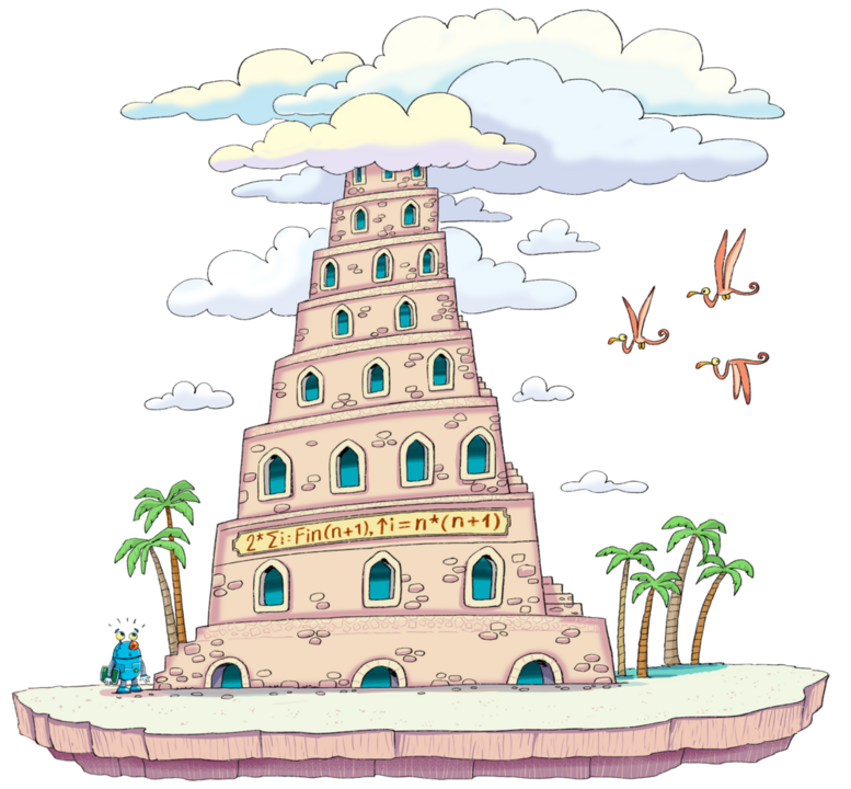Grafik des Turms zu Babylon im Lernspiel Robo.